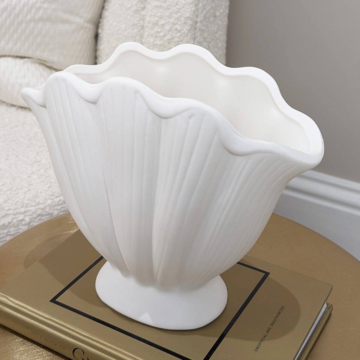 Trixie Neutral Scalloped Shell Vase