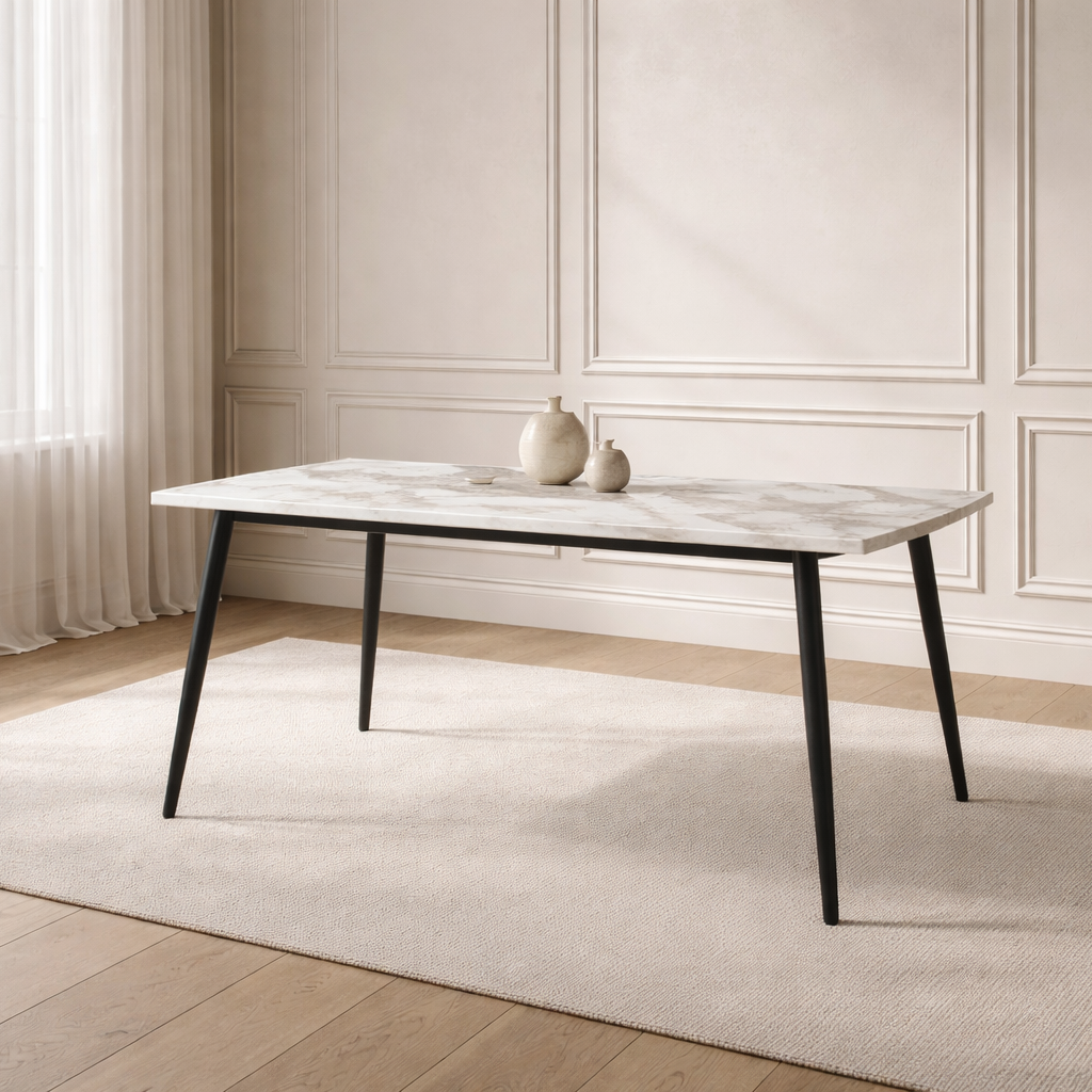 Twenty10 Designs Dining Pandora Marble Effect / 1400 x 800 x 750 mm Horizon Medium Rectangular Dining Table House of Isabella UK