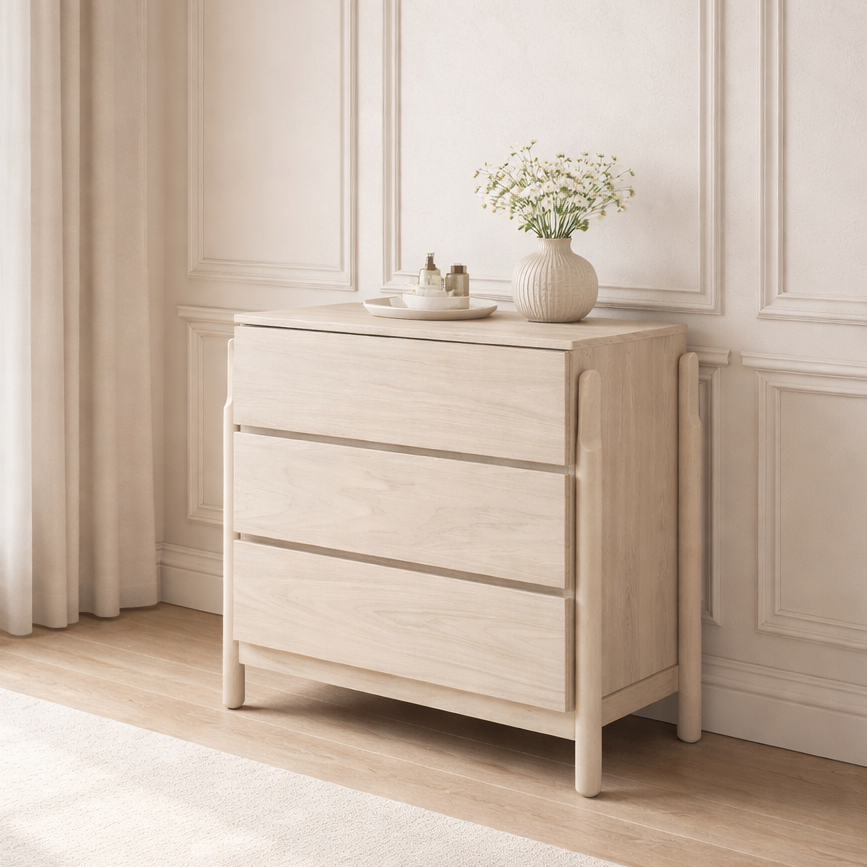 Twenty10 Designs Furniture Whisper 3 Drawer Chest in Washed Oak / 850 x 450 x 800 mm Whisper Chest House of Isabella UK