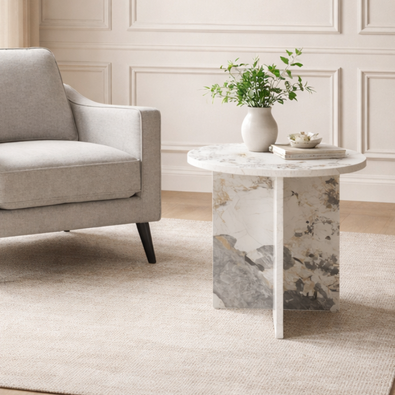 Twenty10 Designs Living Aura Side Table Pandora Marble Effect / 400 x 400 x 400 mm Aura Side Table House of Isabella UK