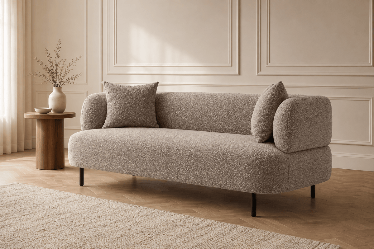 Twenty10 Designs Living Luma 3 Seat Sofa In Ascot Toffee Boucle / 2020 x 820 x 780/SH420 Luma 3 Seat Sofa House of Isabella UK