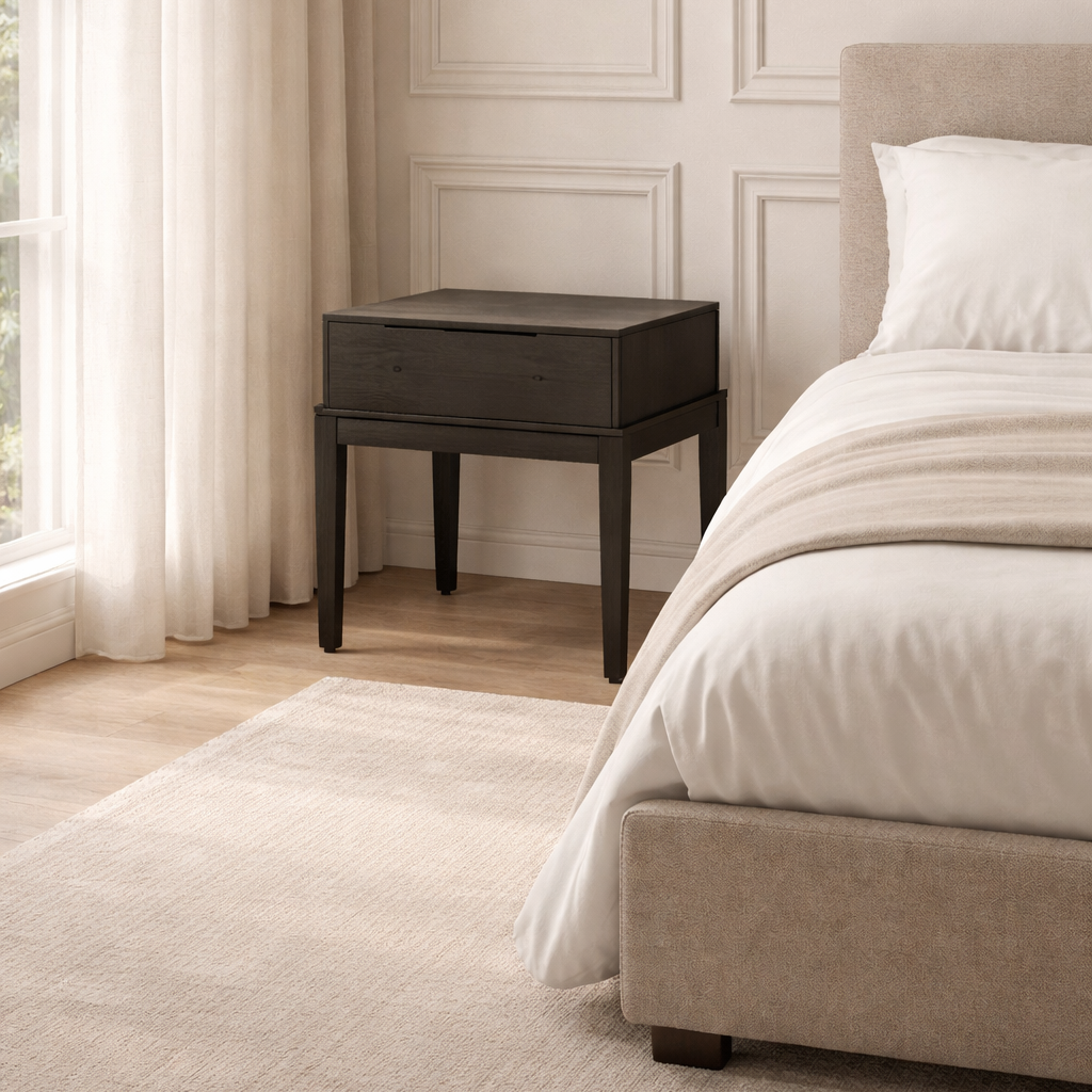 Twenty10 Designs Sleeping Orchid 1 Drawer Bedside - Black House of Isabella UK