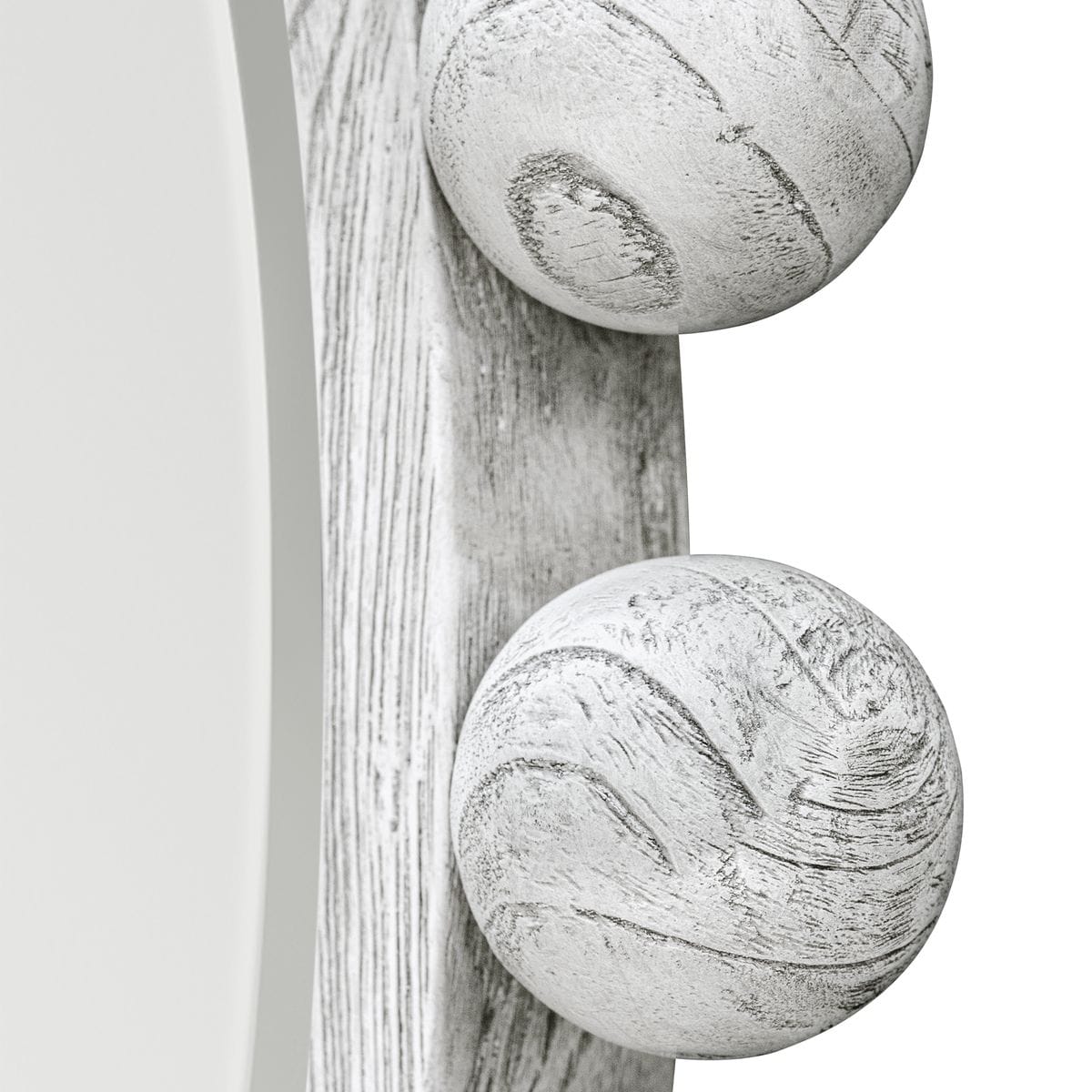Cyra Round Wood Mirror in Aged Ivory