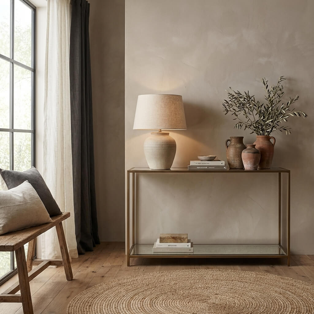 Upton Console Table in Antique Brass