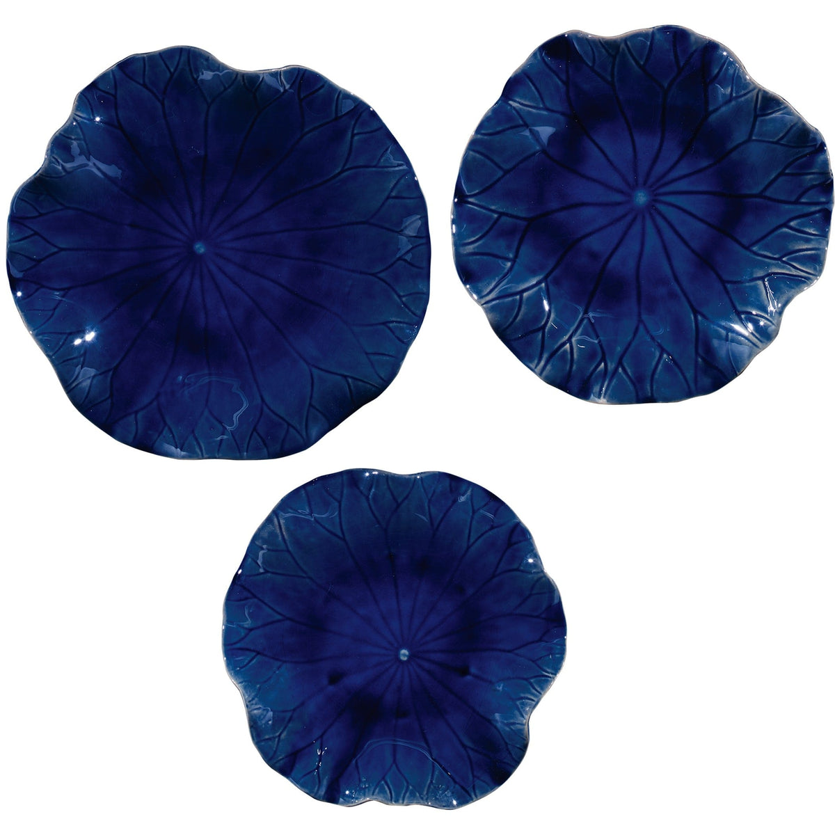 Uttermost Accessories Abella Ceramic Wall-Mounted Bowls in Blue - Set of 3 House of Isabella UK