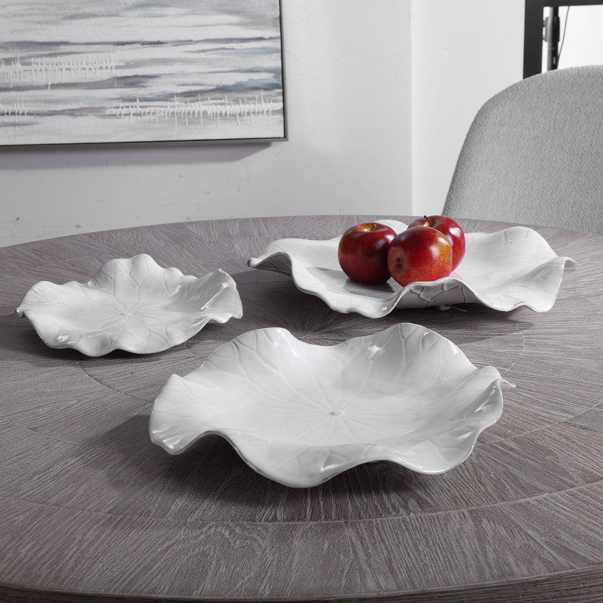 Uttermost Accessories Abella Ceramic Wall-Mounted Bowls in White - Set of 3 House of Isabella UK