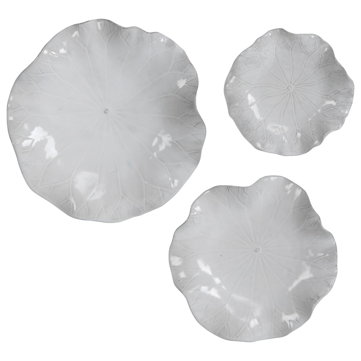 Uttermost Accessories Abella Ceramic Wall-Mounted Bowls in White - Set of 3 House of Isabella UK