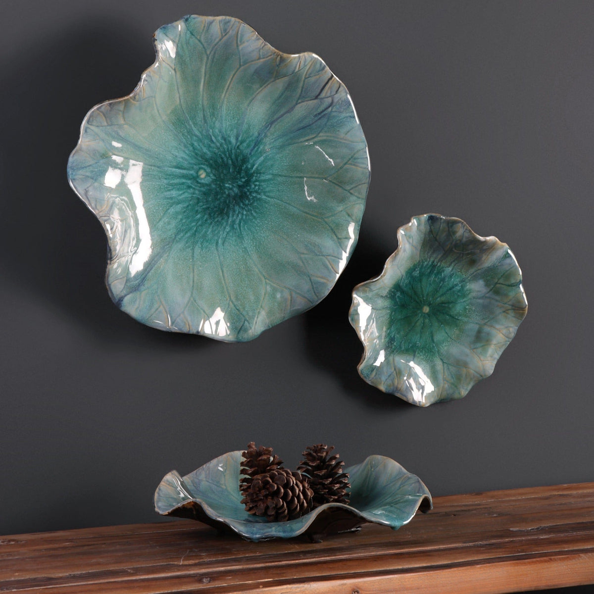 Uttermost Accessories Abella Ceramic Wall-Mounted Bowls - Set of 3 House of Isabella UK