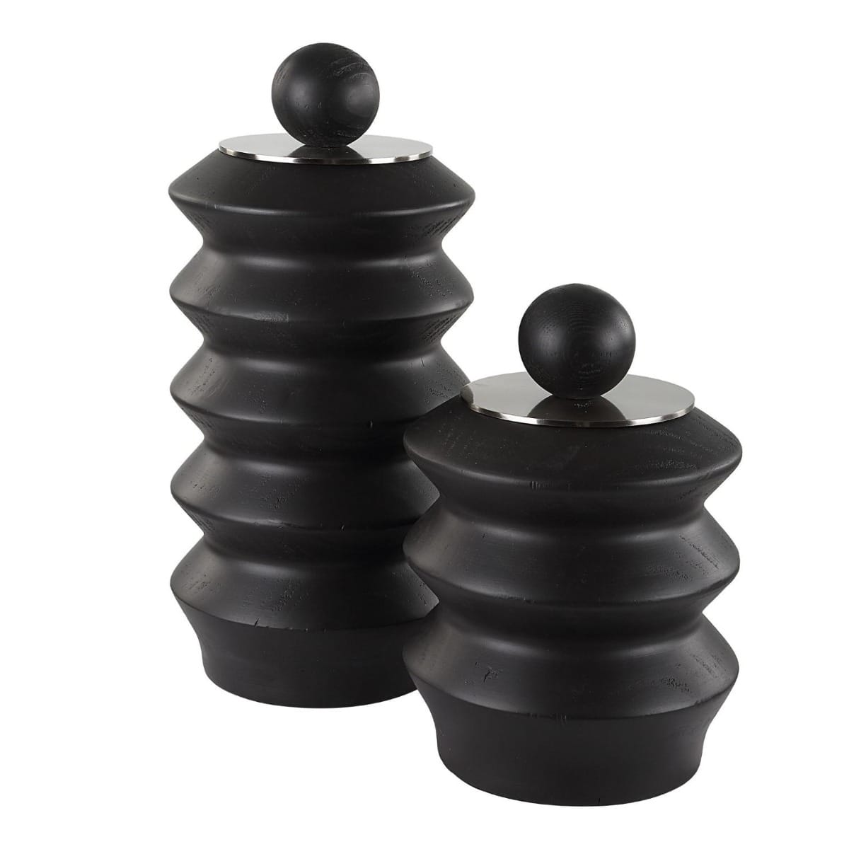 Uttermost Accessories Accordion Black Wood Containers, Set of 2 House of Isabella UK