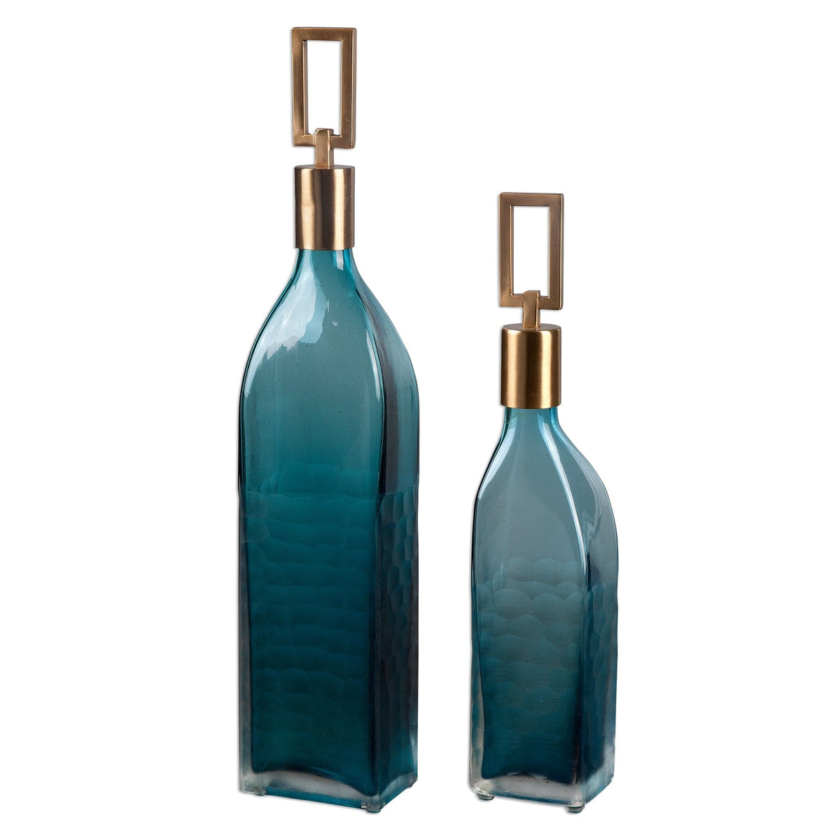 Uttermost Accessories Annabella Teal Glass Bottles, S/2 House of Isabella UK