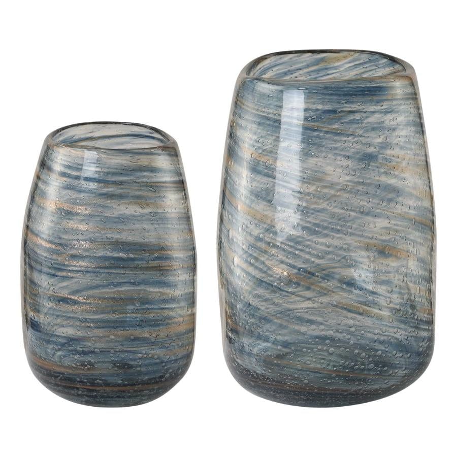 Aurora Swirl Glass Vases, Set of 2.