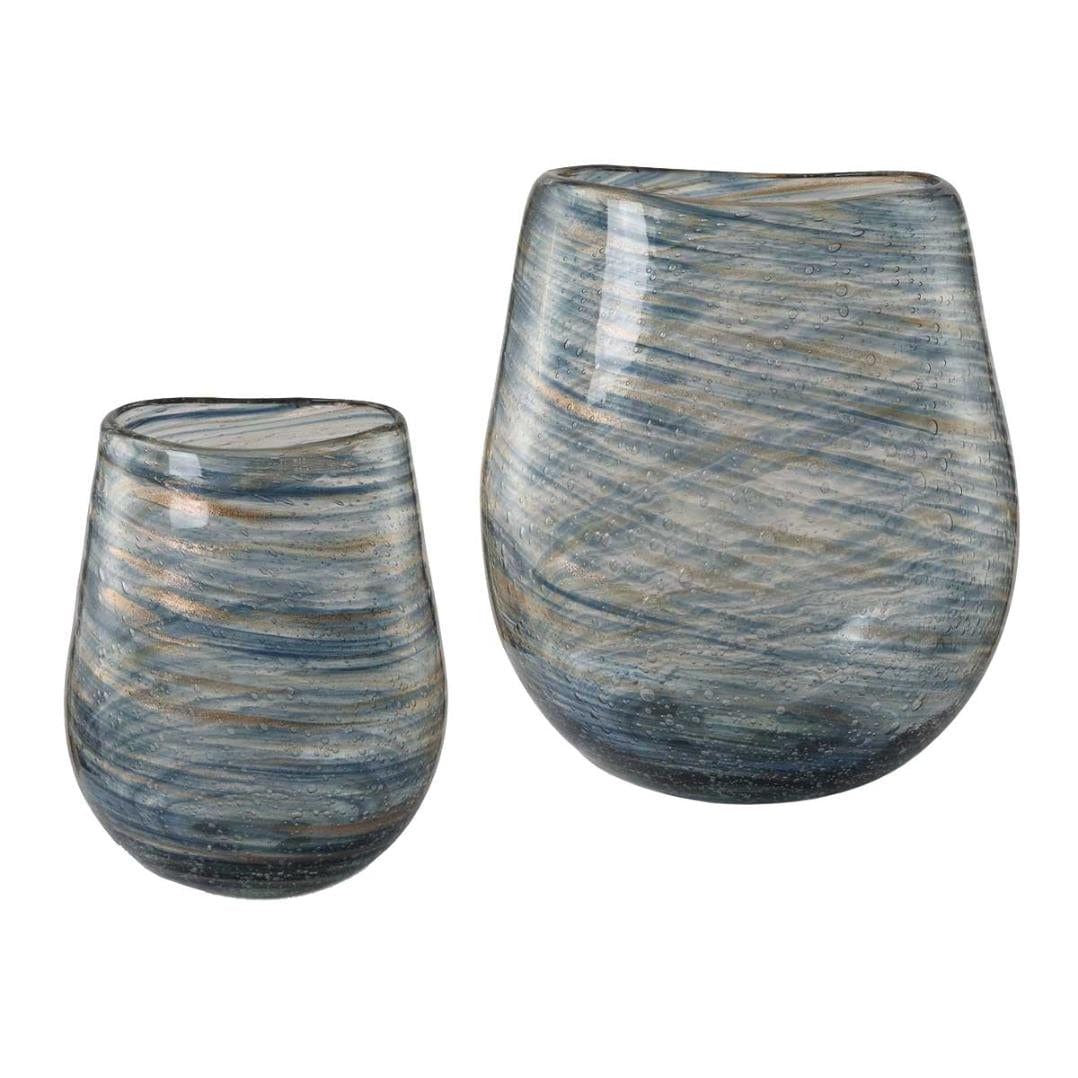 Aurora Swirl Glass Vases, Set of 2.