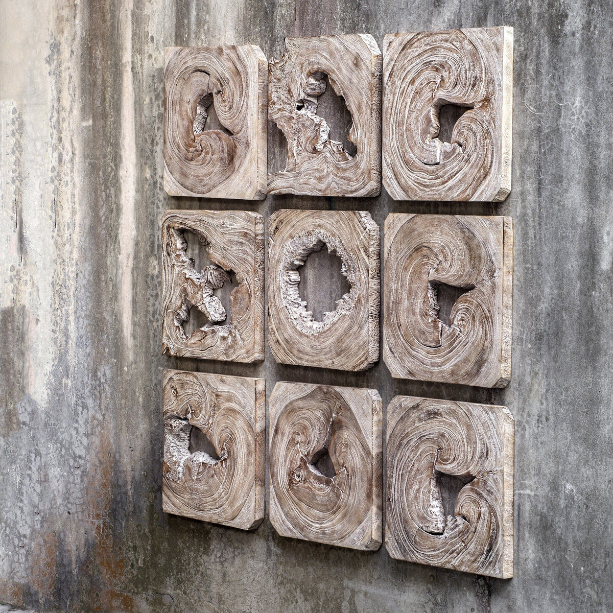 Uttermost Accessories Bahati Wood Wall Art, S/9 House of Isabella UK