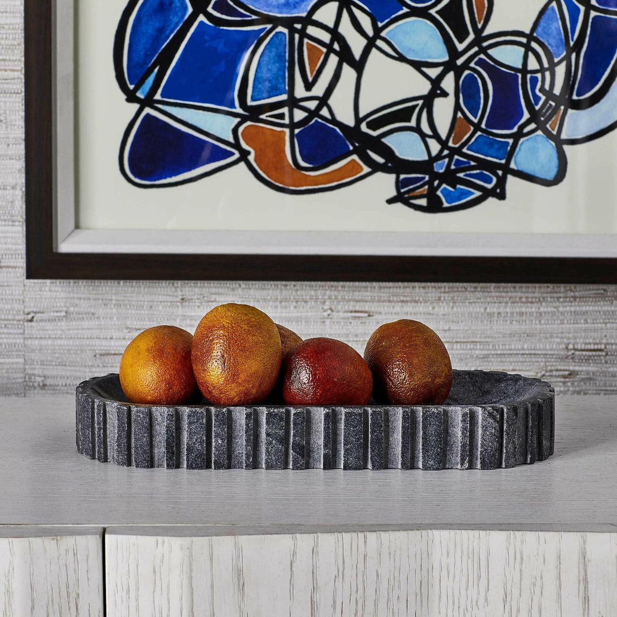 Big Pill Bowl/tray - Black and White Marble.