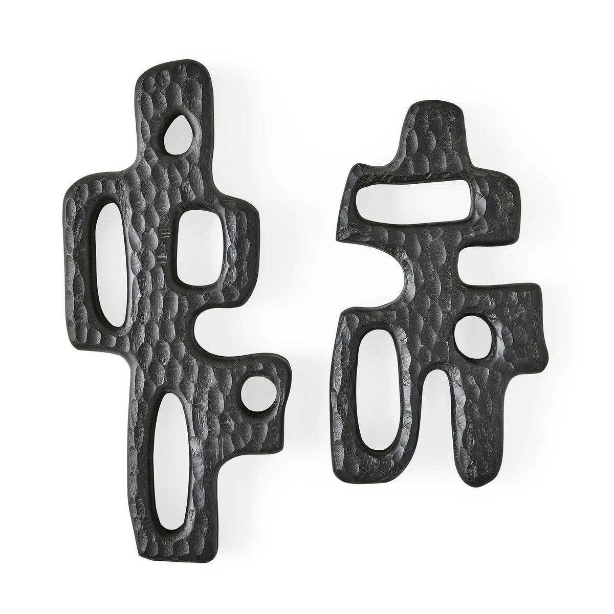 Black Label Chiseled Silhouette Wall Sculptures, S/2.