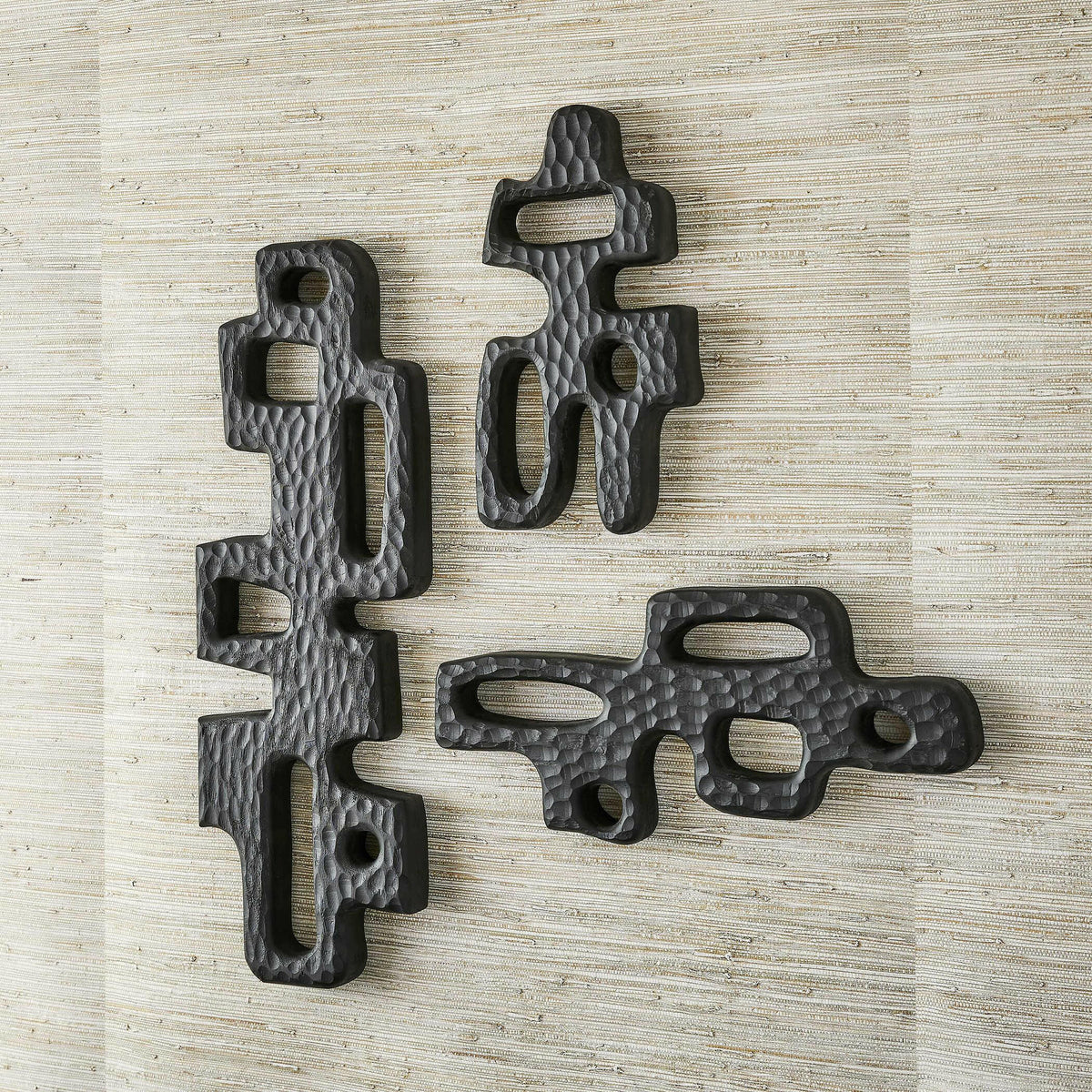 Black Label Chiseled Silhouette Wall Sculptures, S/2.