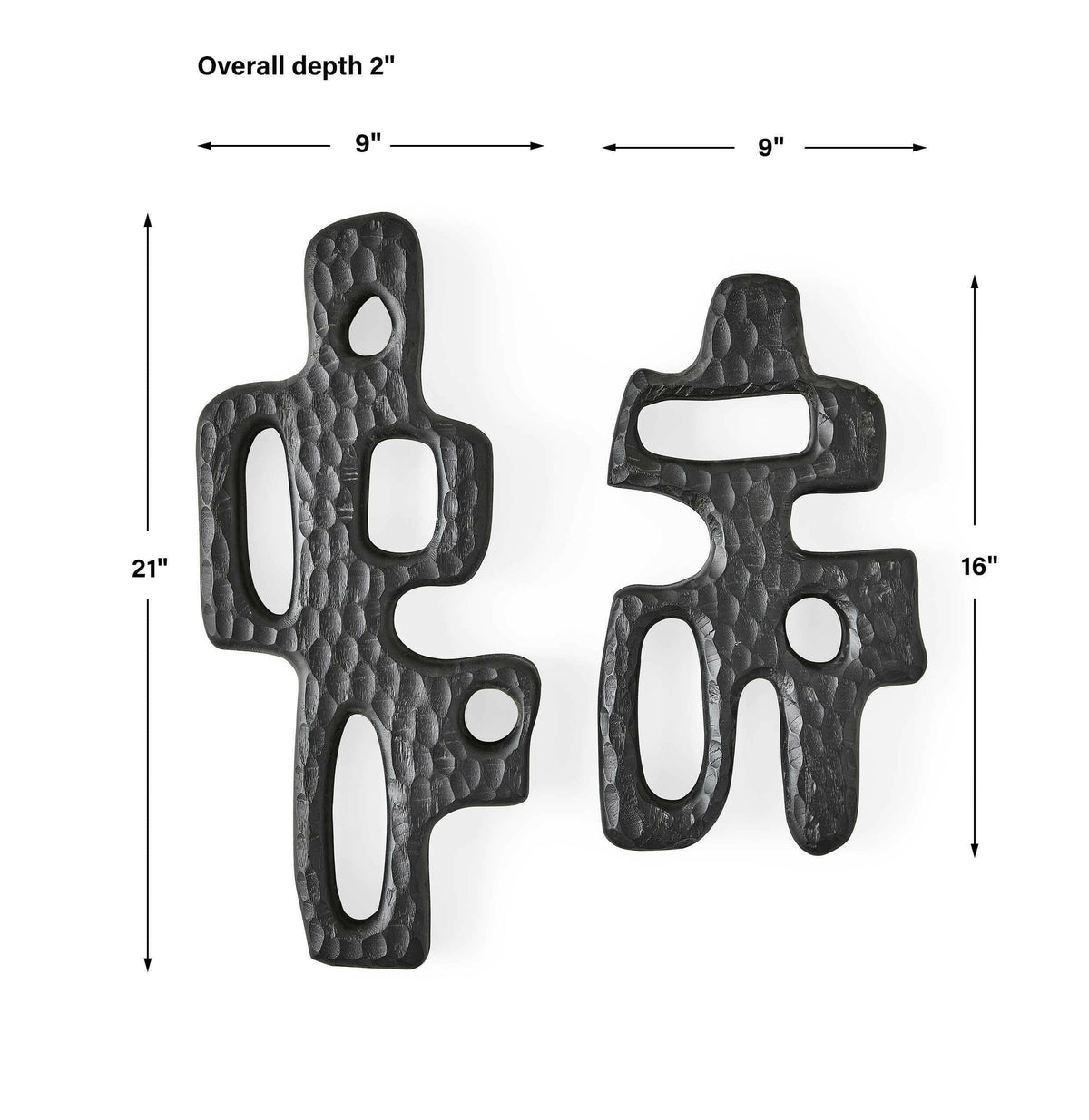 Black Label Chiseled Silhouette Wall Sculptures, S/2.