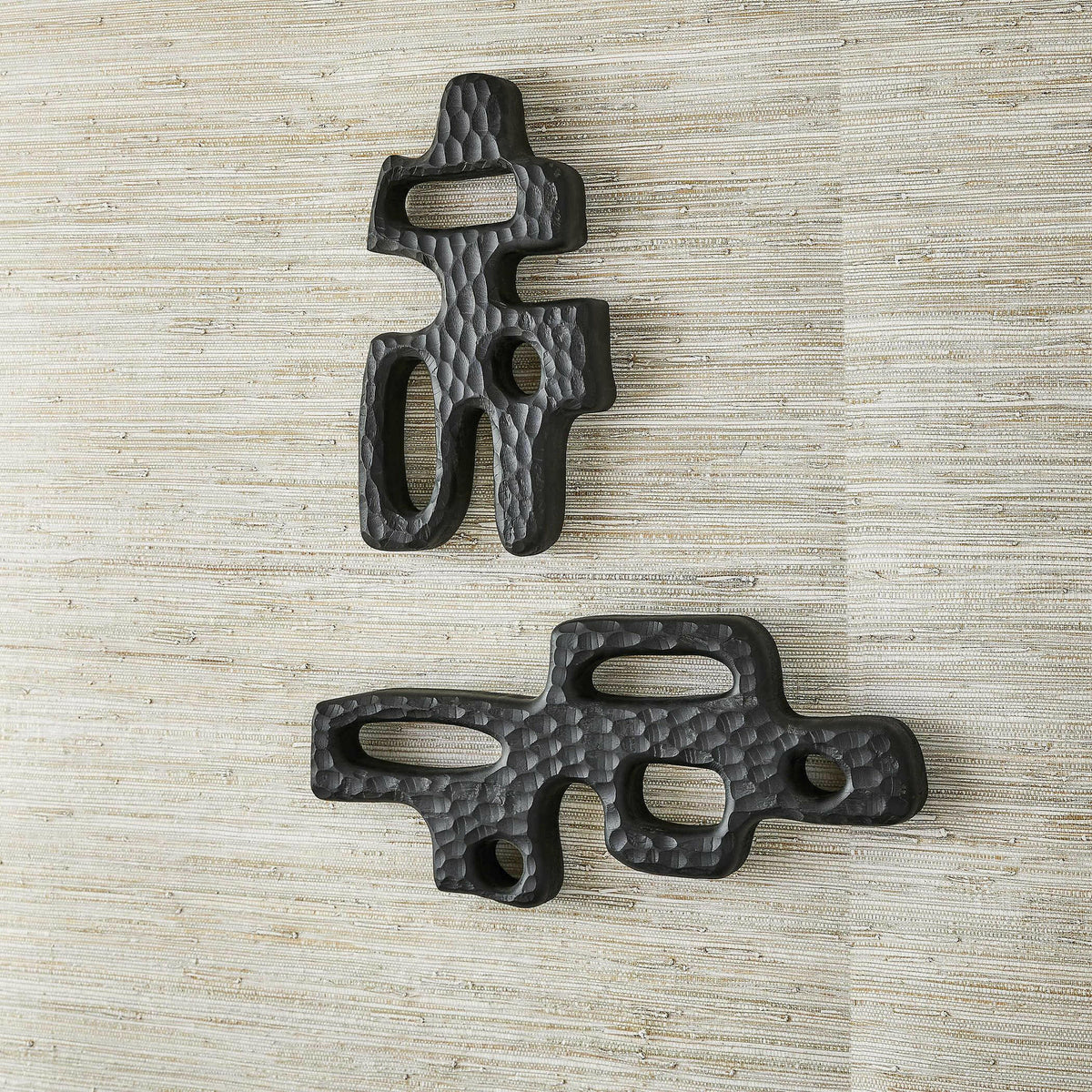 Black Label Chiseled Silhouette Wall Sculptures, S/2.