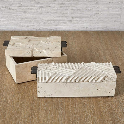 Uttermost Accessories Black Label Groove Thing Box - Travertine House of Isabella UK