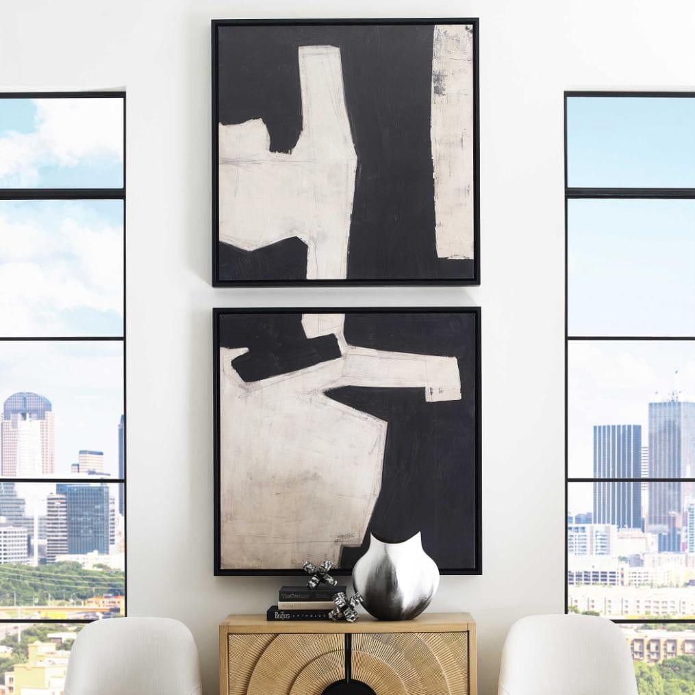 Black Label Transformation Framed Canvases, Set of 2.