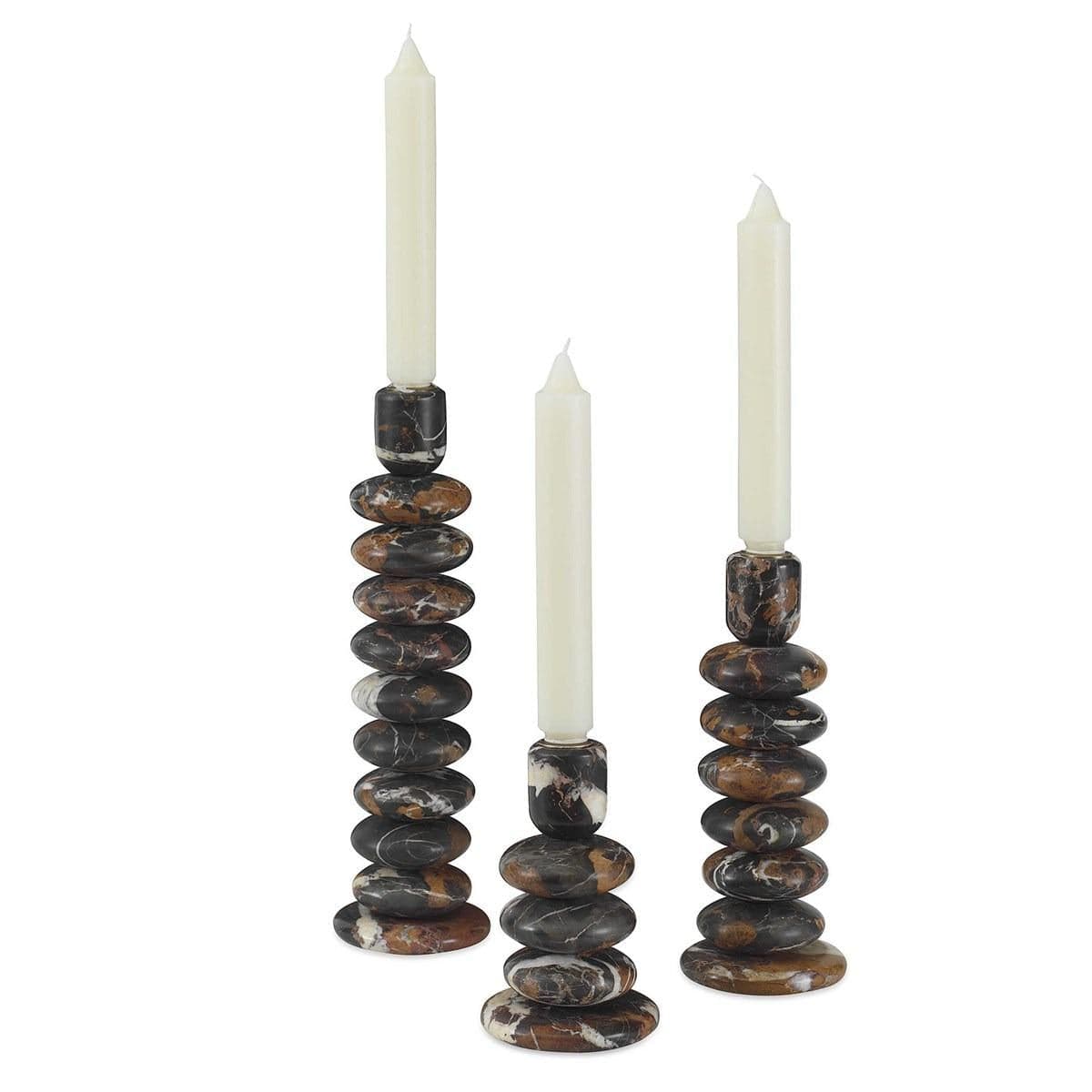 Uttermost Accessories Black Label Washed Stones Candleholders, Set of 3 House of Isabella UK