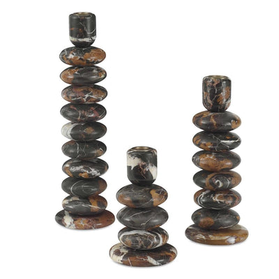 Uttermost Accessories Black Label Washed Stones Candleholders, Set of 3 House of Isabella UK