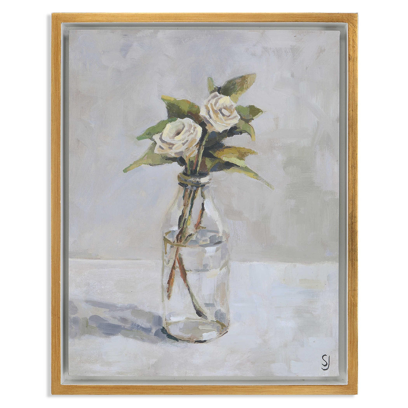 Uttermost Accessories Black Label White Garden Rose Framed Canvas House of Isabella UK