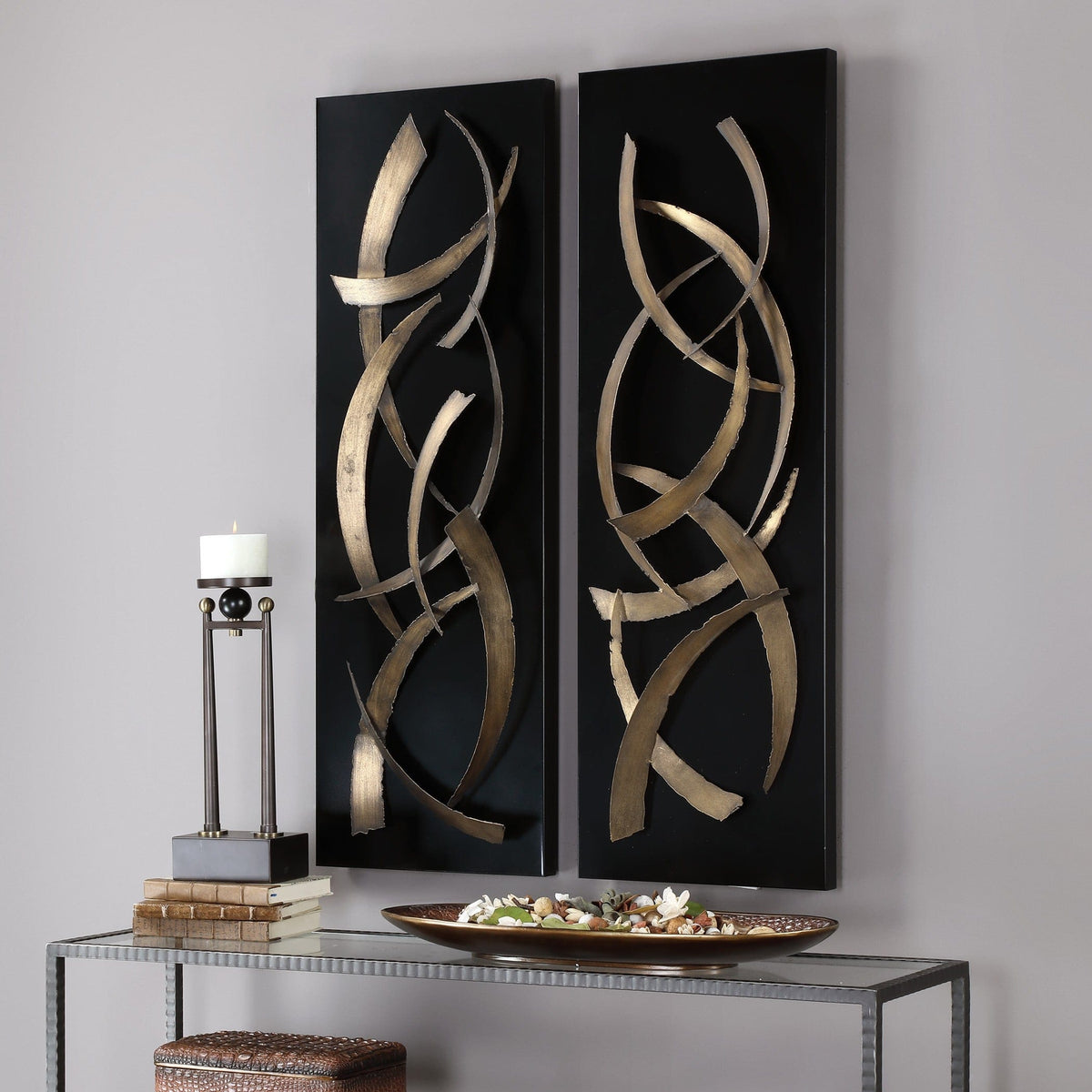 Uttermost Accessories Brushstrokes Metal Wall Art - Set of 2 House of Isabella UK