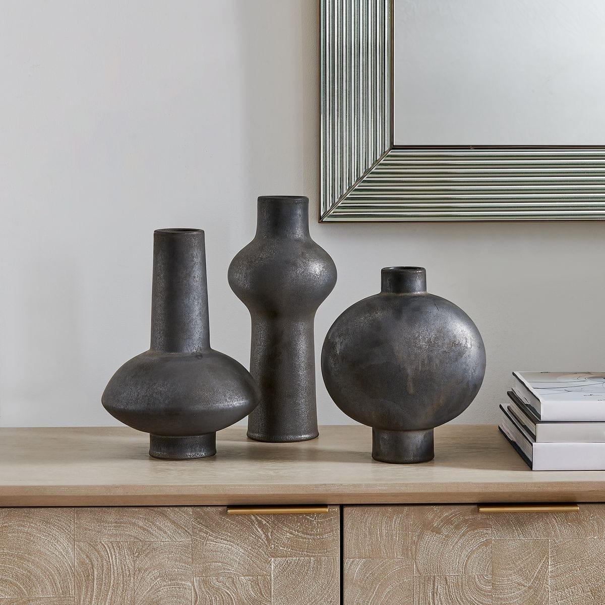 Uttermost Accessories Charcoal Bloom Indoor-Outdoor Vases - Set of 3 House of Isabella UK