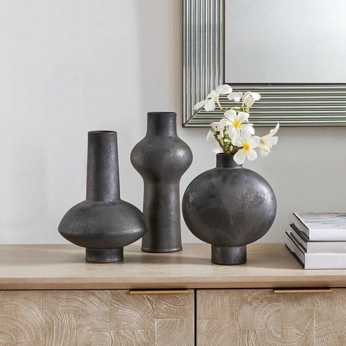 Uttermost Accessories Charcoal Bloom Indoor-Outdoor Vases - Set of 3 House of Isabella UK