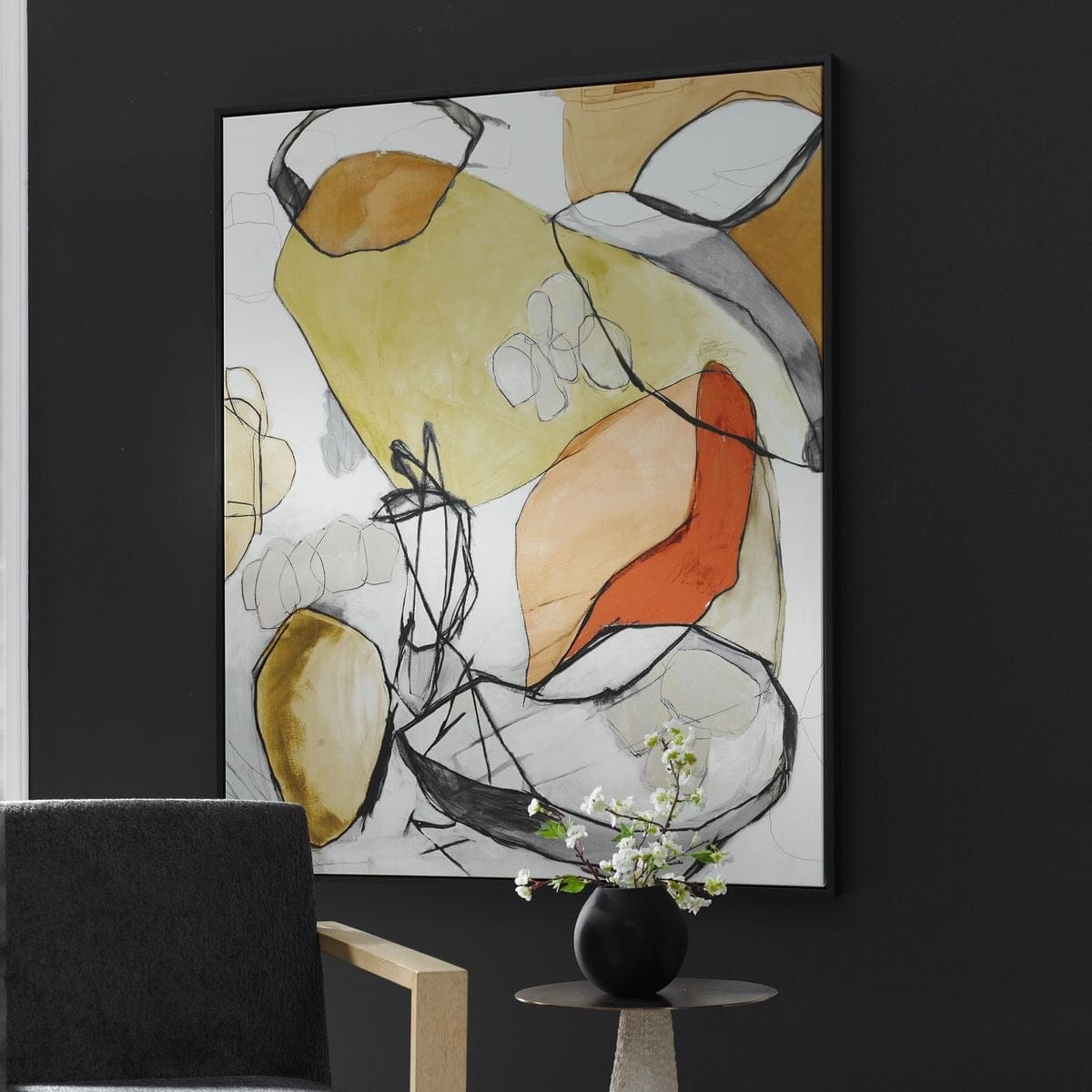 Uttermost Accessories Charcoal Improvision Framed Canvas House of Isabella UK