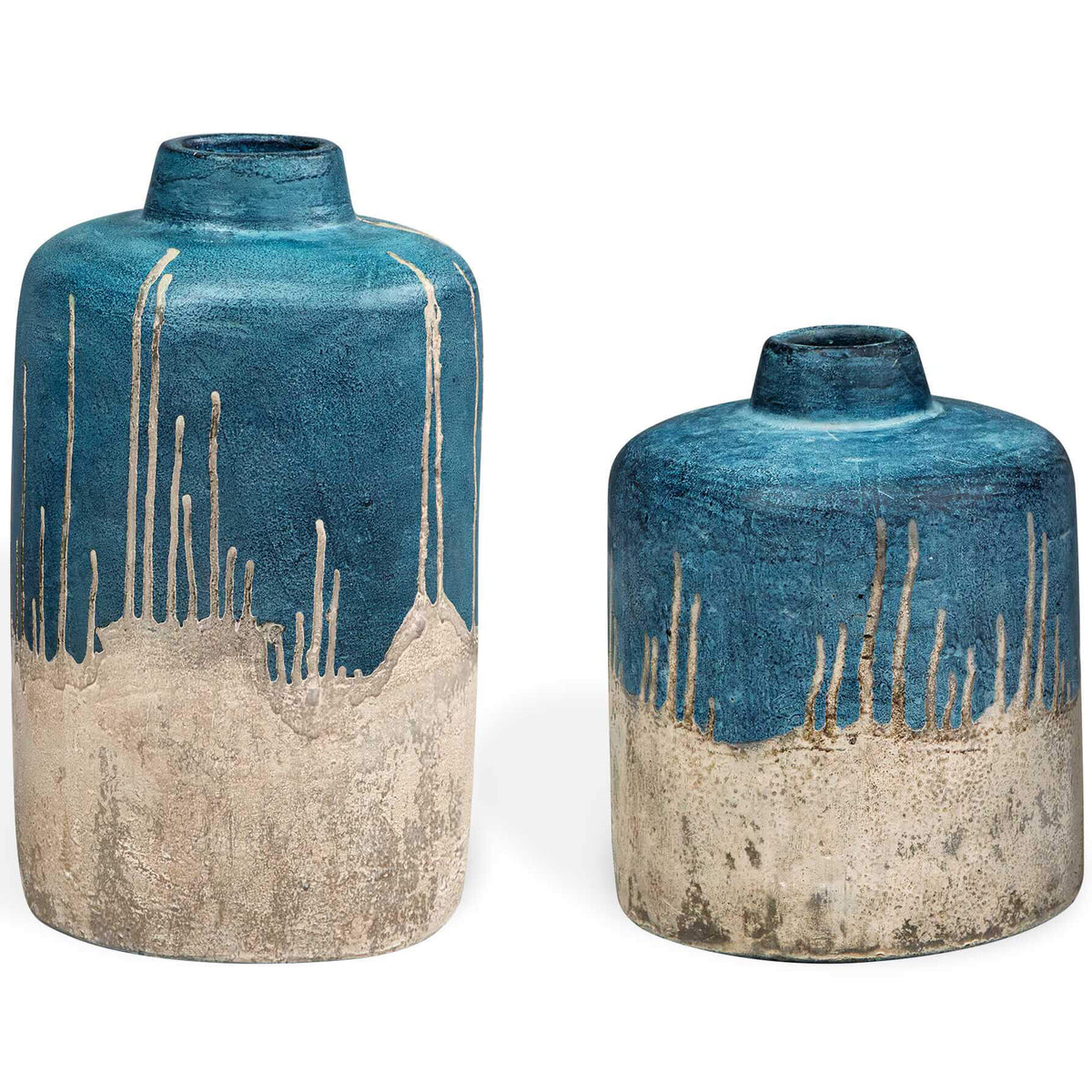 Uttermost Accessories Coastal Cascade Indoor-Outdoor Blue Vases, Set of 2 House of Isabella UK