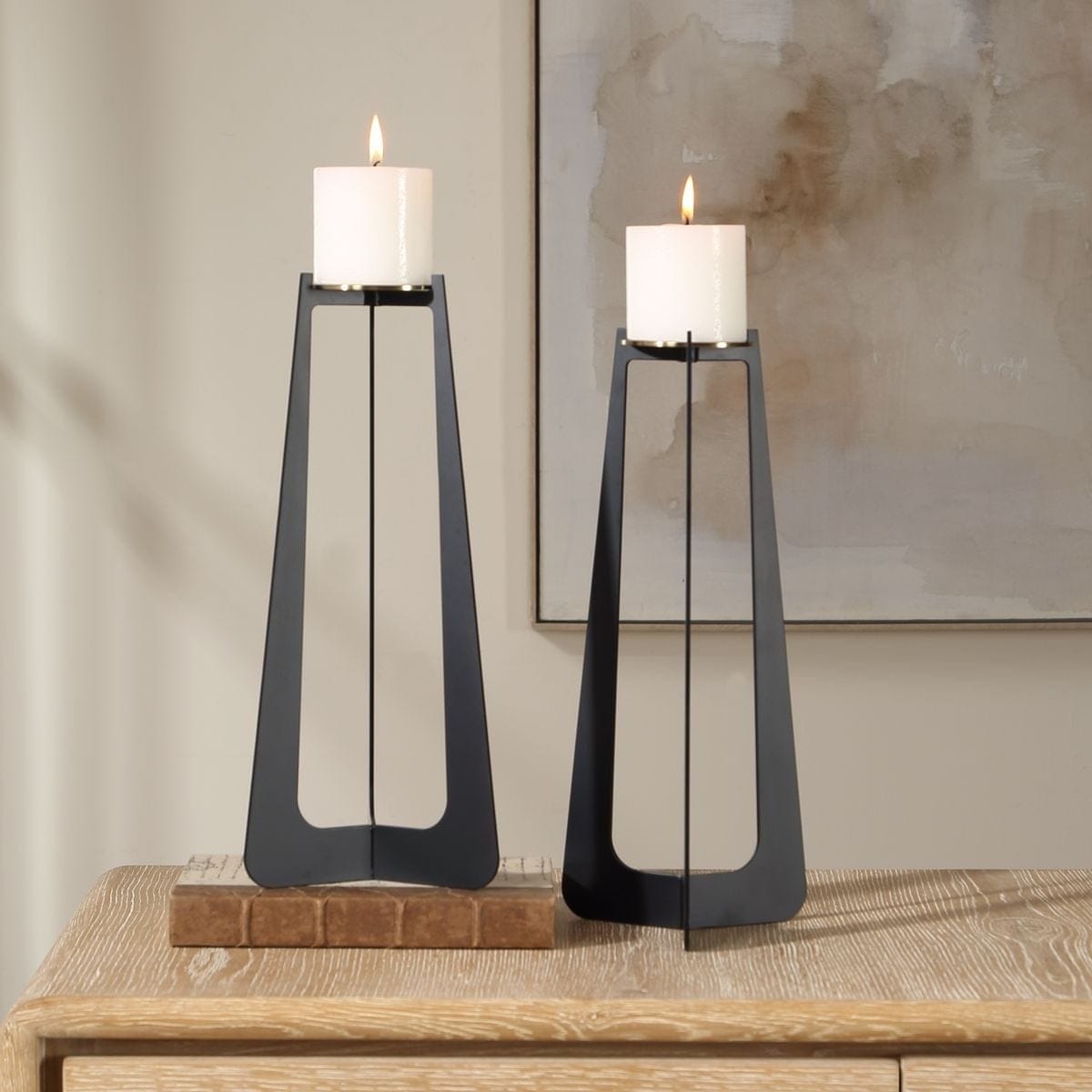 Uttermost Accessories Columnar Candleholders in Black - Set of 2 House of Isabella UK
