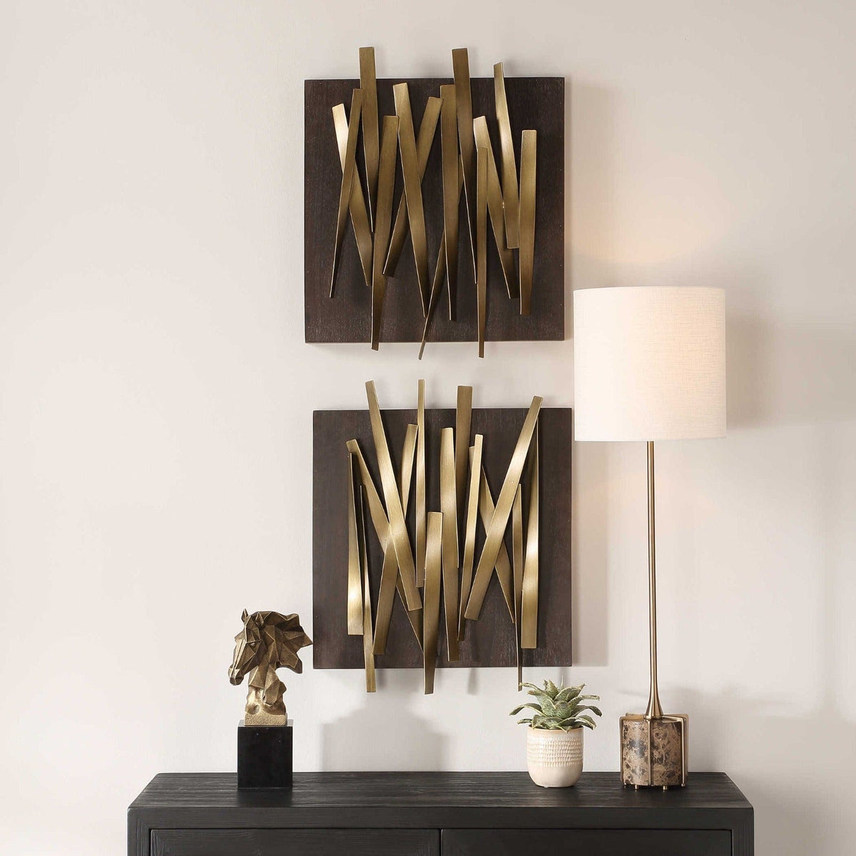 Crosshatch Metal Wall Décor Set of 2.
