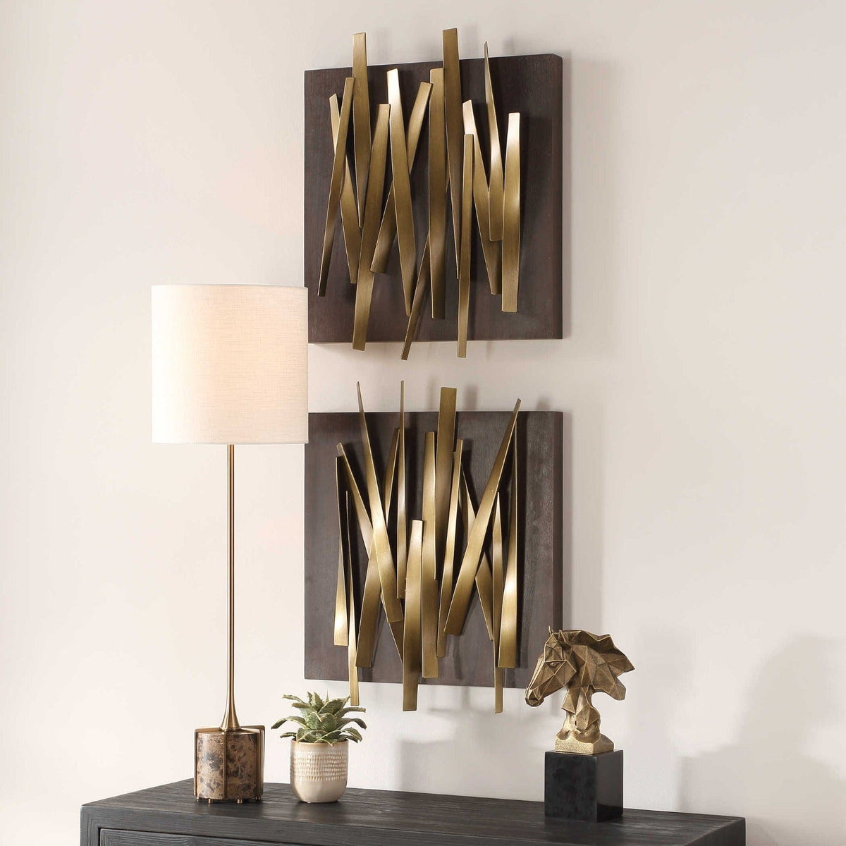 Crosshatch Metal Wall Décor Set of 2.