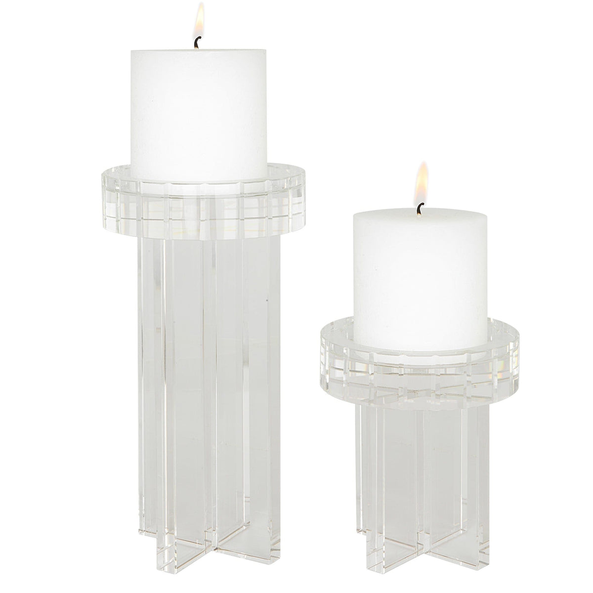 Uttermost Accessories Crystal Pillar Candleholders, Set/2 House of Isabella UK