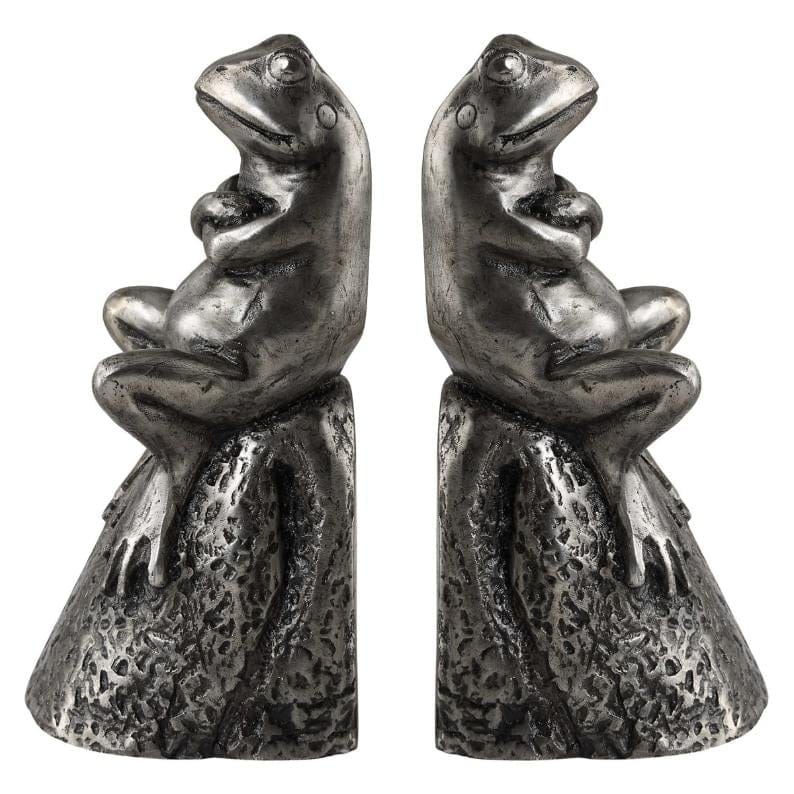 Uttermost Accessories Daydreaming Frogs Aged Silver Bookends, Set of 2 House of Isabella UK