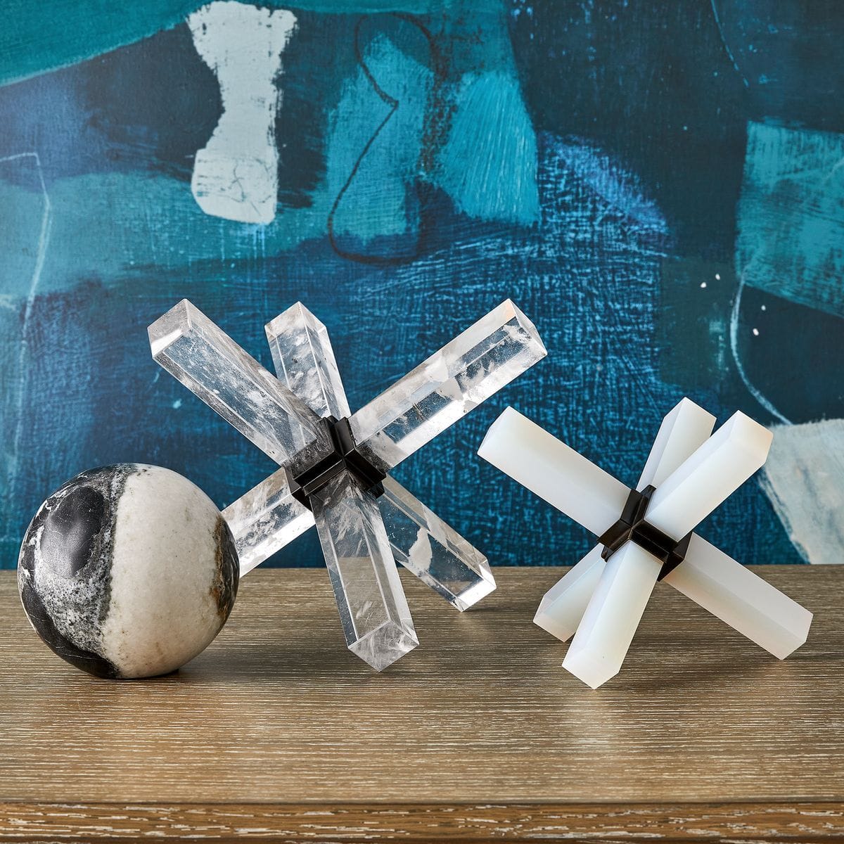 Uttermost Accessories Double Cross Sculpture - Opaline Crystal House of Isabella UK