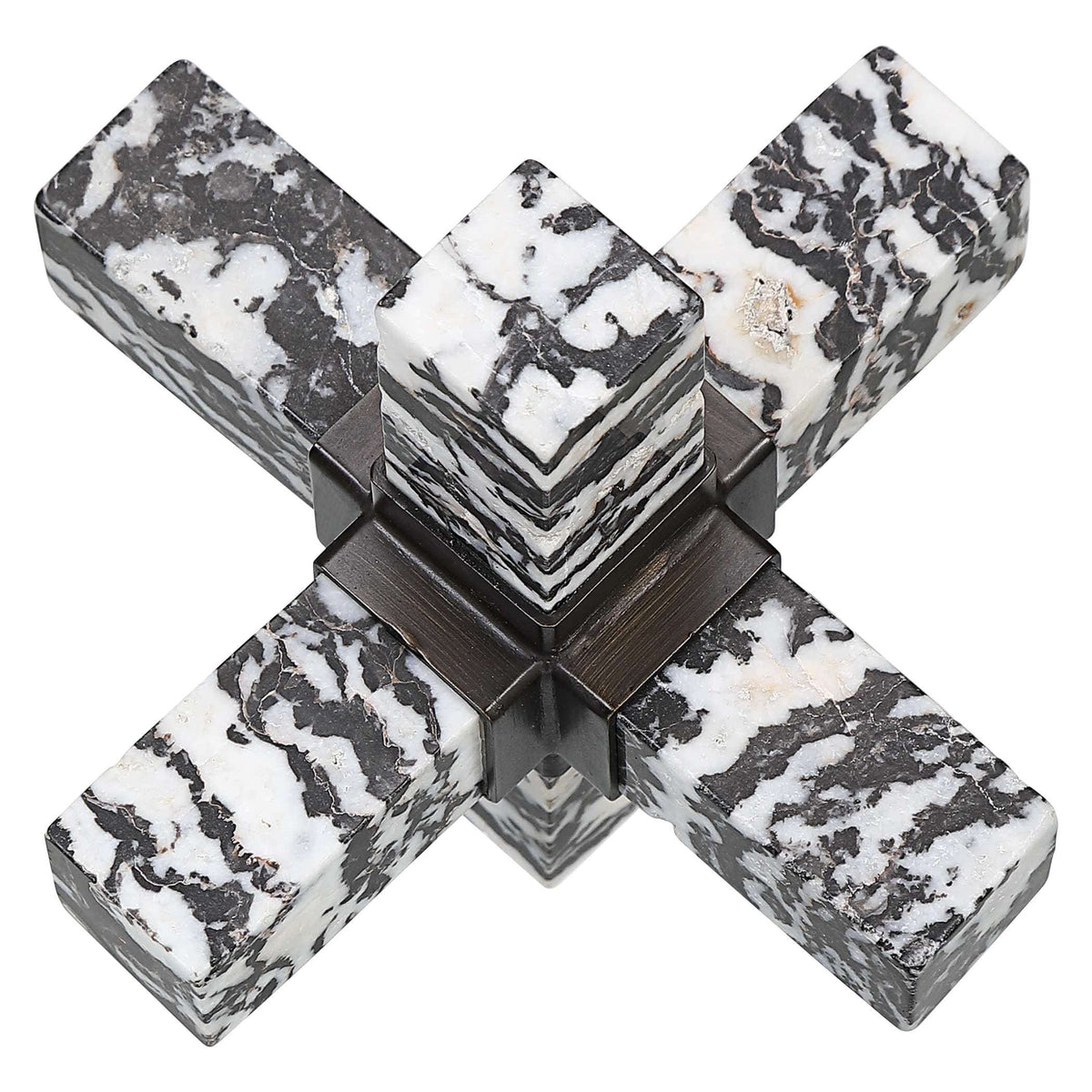 Uttermost Accessories Double Cross Sculpture - Zebra Stone House of Isabella UK