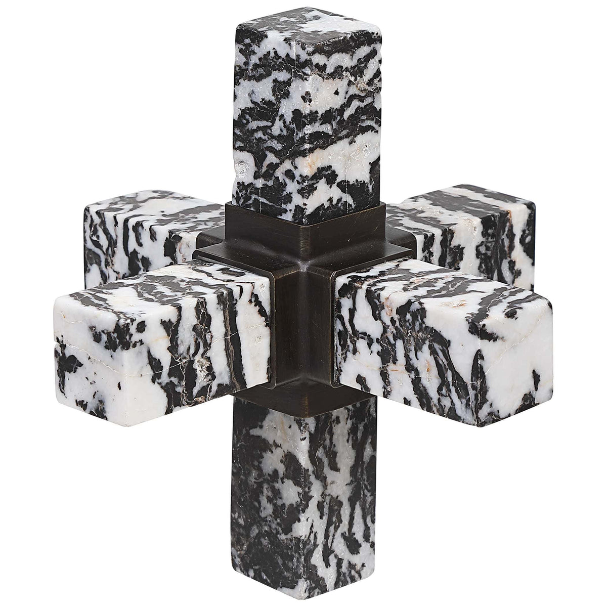 Uttermost Accessories Double Cross Sculpture - Zebra Stone House of Isabella UK