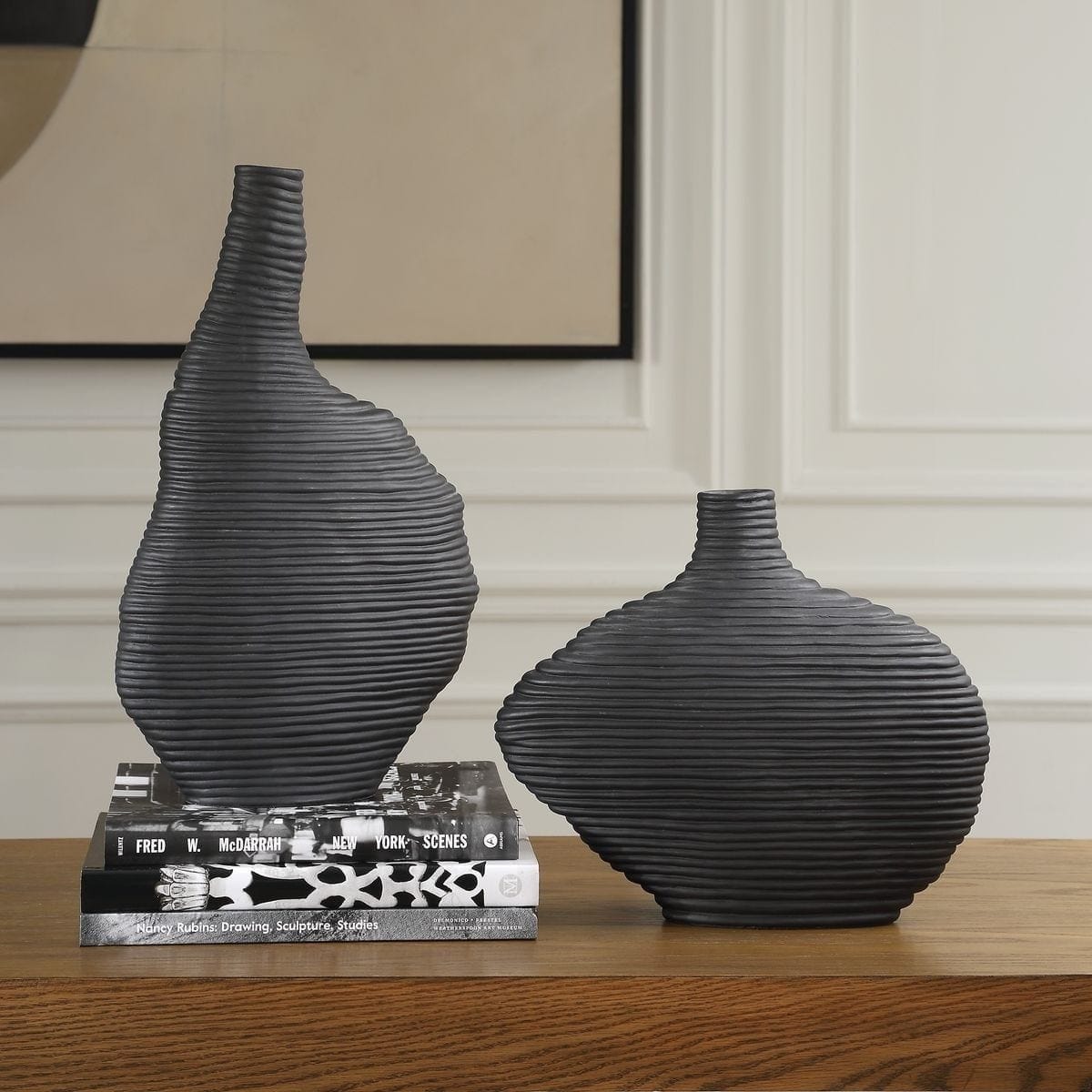 Uttermost Accessories Duostacked Black Vases Set of 2 House of Isabella UK