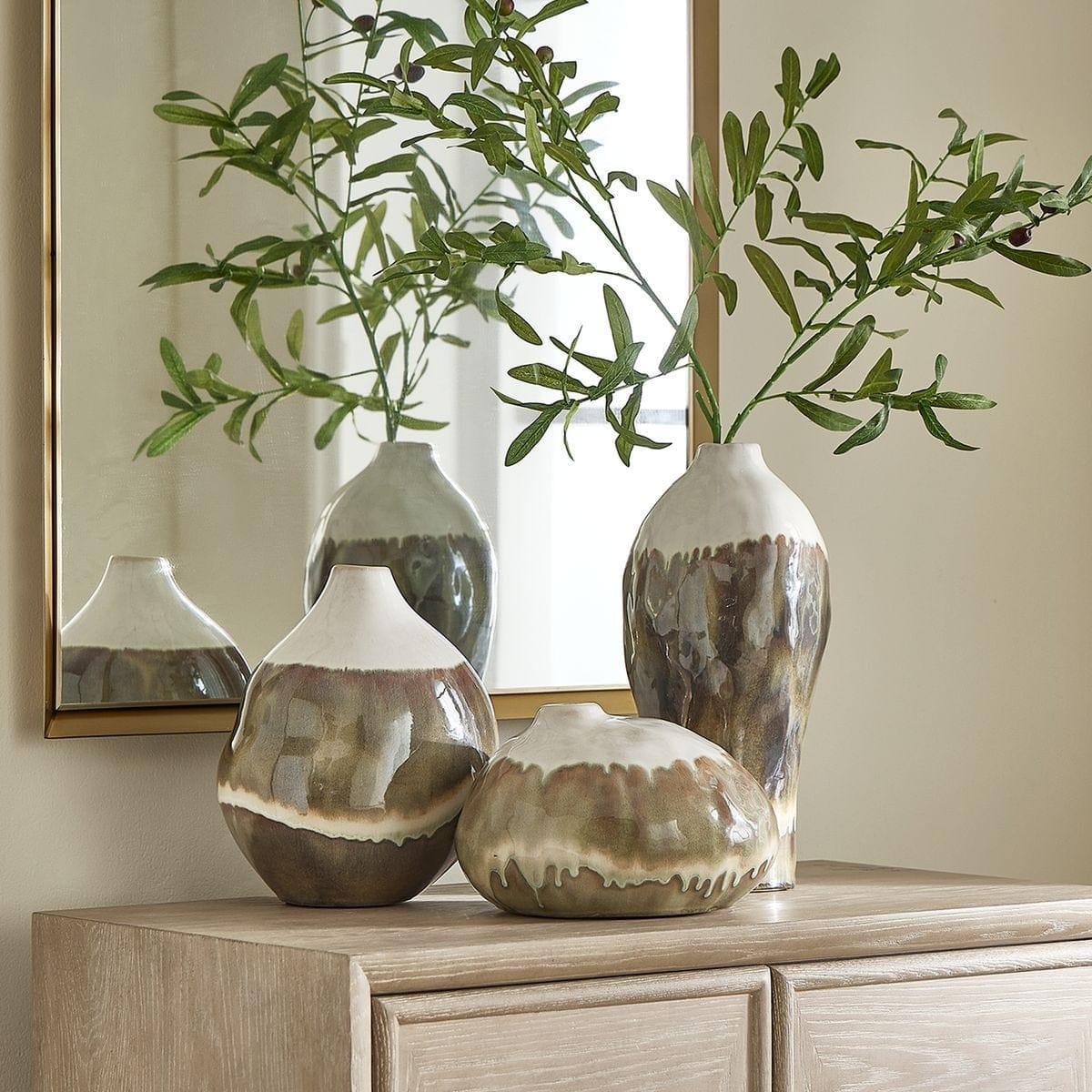 Uttermost Accessories Earthflow Glazed Outdoor Vases Set of 3 House of Isabella UK