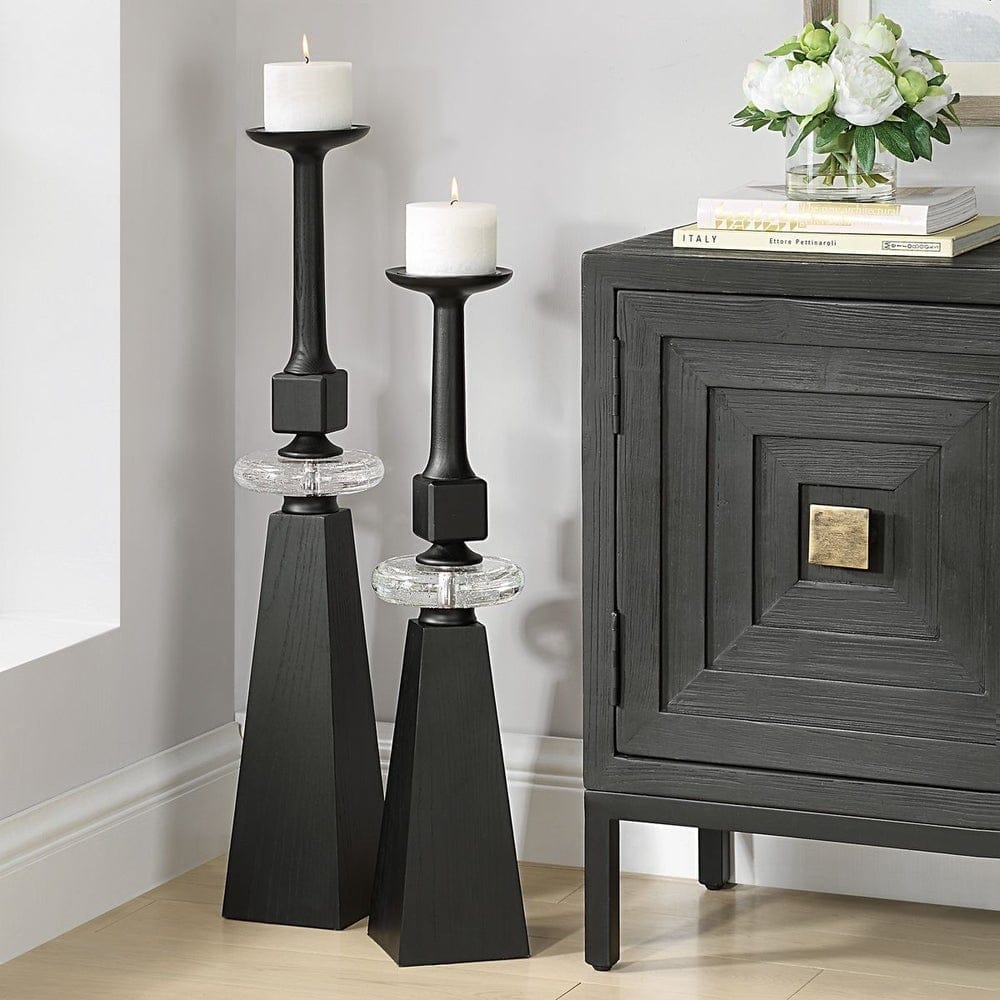 Uttermost Accessories Ebon Glow Candleholders Set of 2 House of Isabella UK