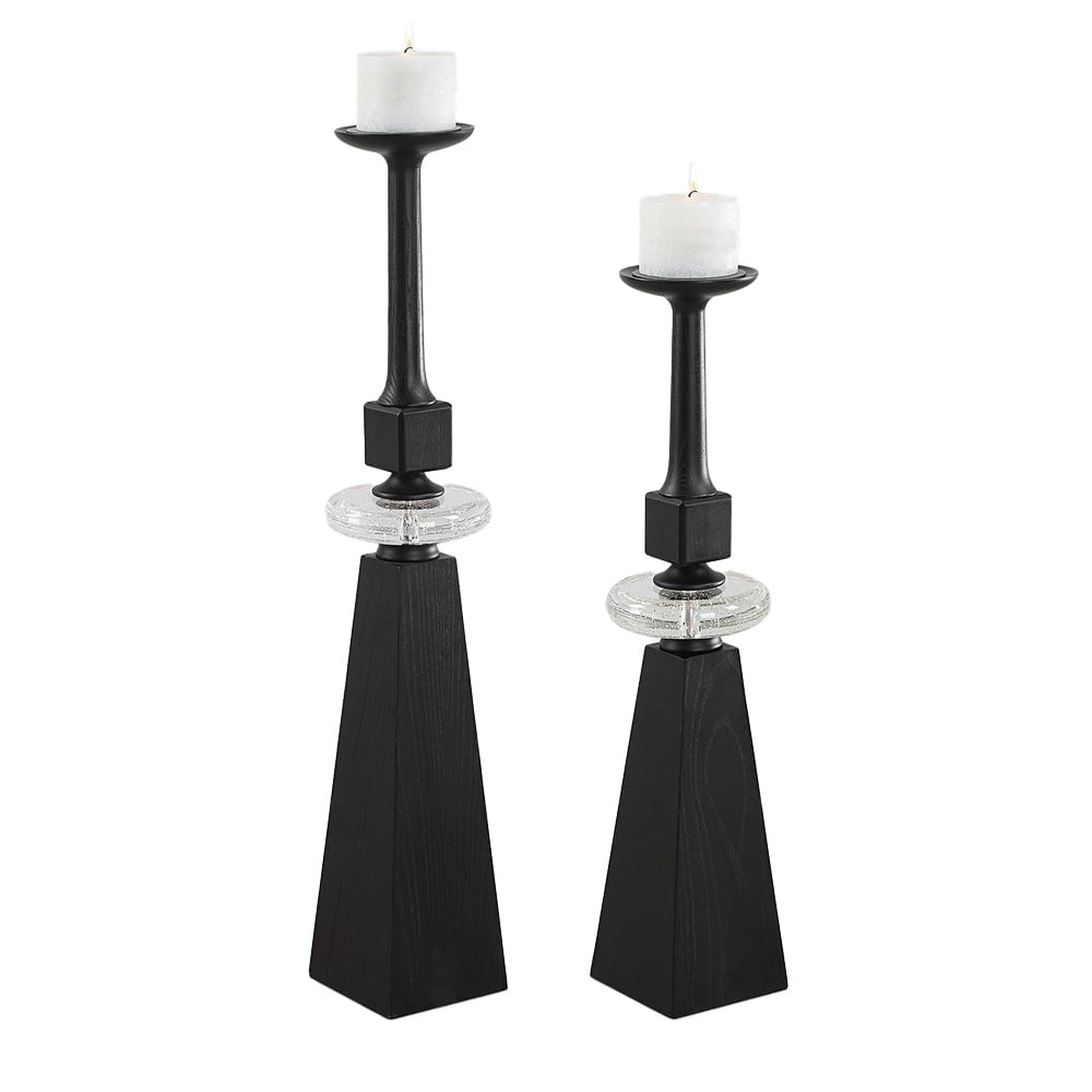 Uttermost Accessories Ebon Glow Candleholders Set of 2 House of Isabella UK