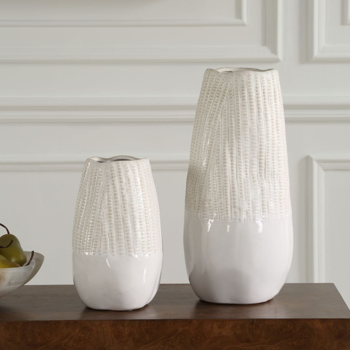 Uttermost Accessories Echo Ridge White Vases Set of 2 House of Isabella UK