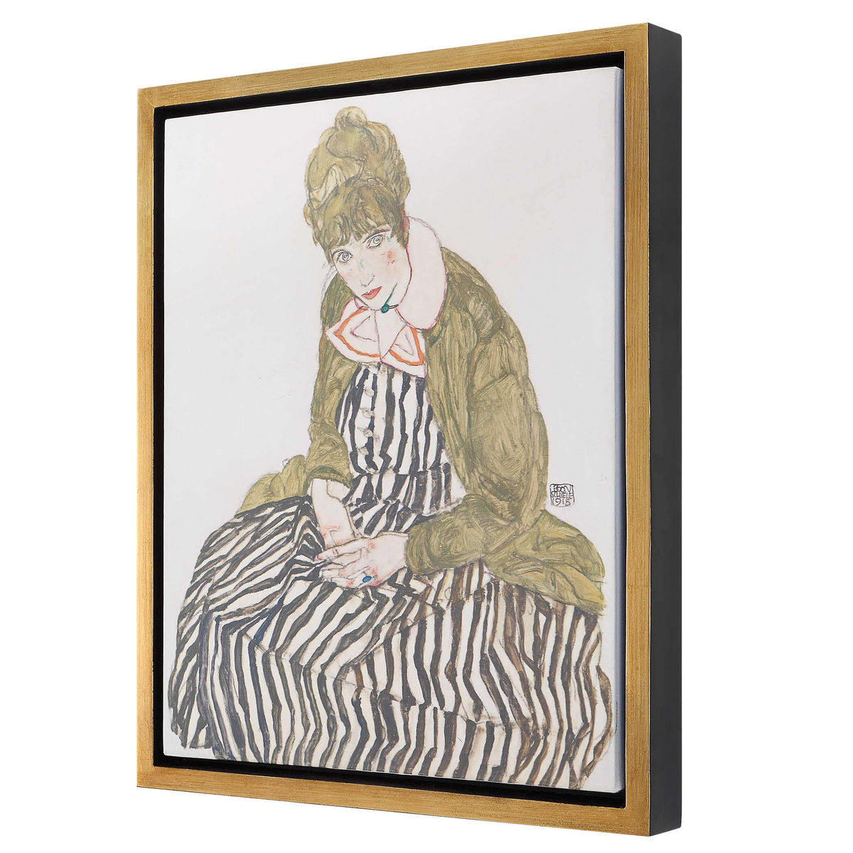 Uttermost Accessories Edith with Striped Dress, Sitting, 1915 Framed Canvas House of Isabella UK