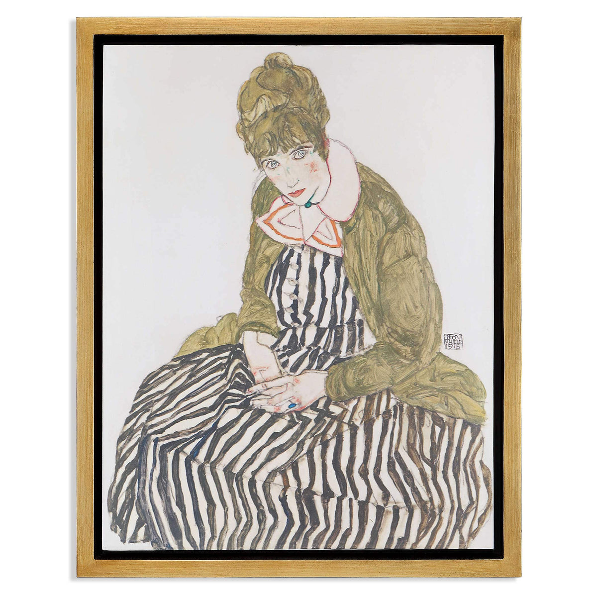 Uttermost Accessories Edith with Striped Dress, Sitting, 1915 Framed Canvas House of Isabella UK