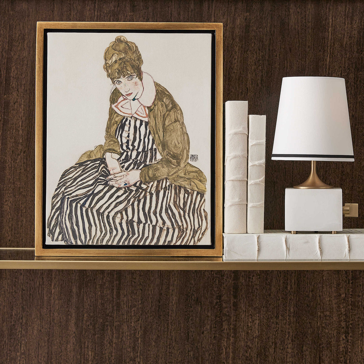 Uttermost Accessories Edith with Striped Dress, Sitting, 1915 Framed Canvas House of Isabella UK