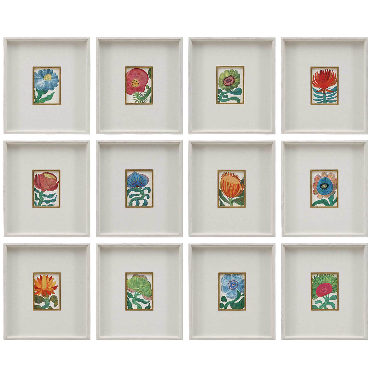 Uttermost Accessories Fantasy Florals Framed Canvases - Set of 12 House of Isabella UK