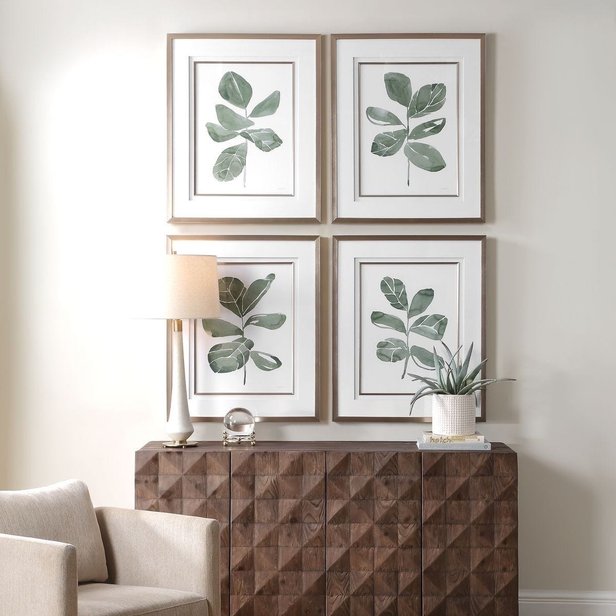 Uttermost Accessories Fiddle Head Leaf Botanical Prints Set of 4 House of Isabella UK
